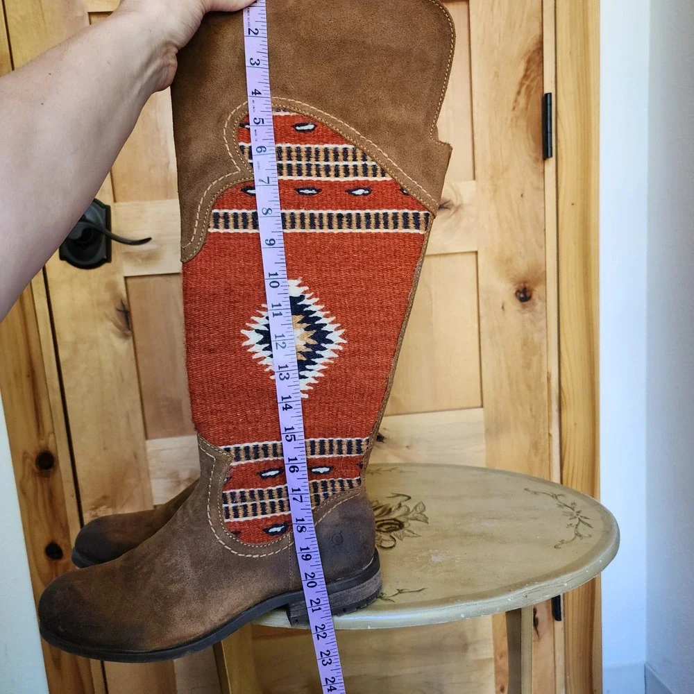 Born Sz 11 Brown Leather Lucero Over the Knee Blanket Boots Western Tribal Boho